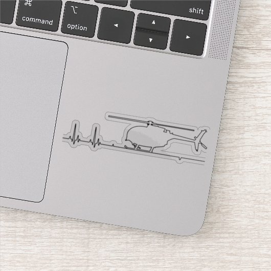 Sticker MH-6 Petit hélicoptère d'oiseaux pulse cardiaque (Détail)