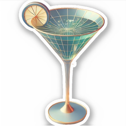 Sticker Mi-siècle, Martini, trou de ver atomique futuriste (Devant)