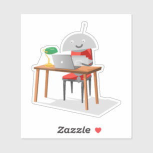 Sticker Mia à un bureau