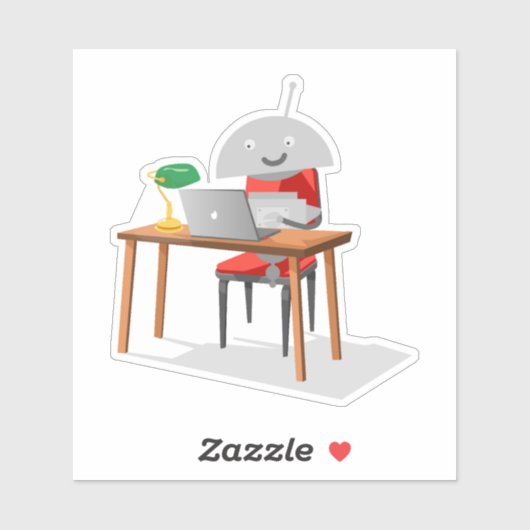 Sticker Mia à un bureau (Feuille)