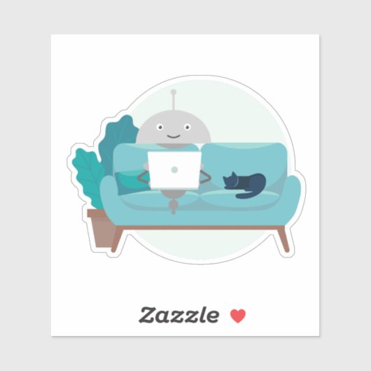 Sticker Mia avec chat (Feuille)