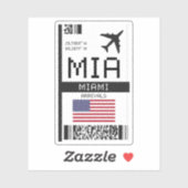 Sticker MIA Miami, Florida Airport Boarding Pass (Feuille)