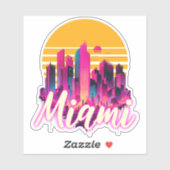 Sticker Miami au coucher du soleil (Feuille)