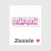 Sticker Miami Beach, Floride | Lettre de Bulle Rose (Feuille)
