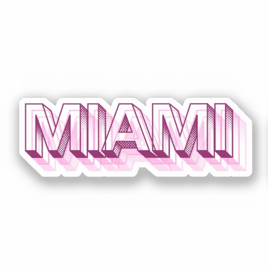 Sticker Miami Beach, Floride | Lettre de Bulle Rose (Recto)