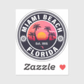 Sticker Miami Beach Floride Retro Sunset Souvenirs 60s (Feuille)