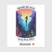 Sticker Miami Beach Spring Break 2023 Mermaid Reef (Feuille)