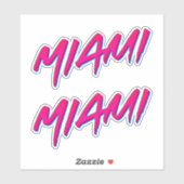 Sticker Miami Neon Couleurs Nouveau Style Rétro Minimalism (Feuille)