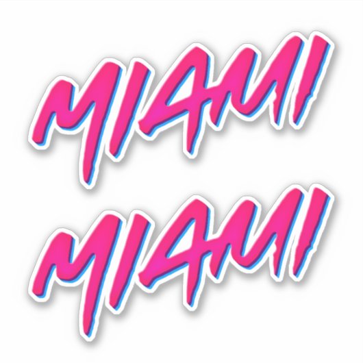 Sticker Miami Neon Couleurs Nouveau Style Rétro Minimalism (Devant)