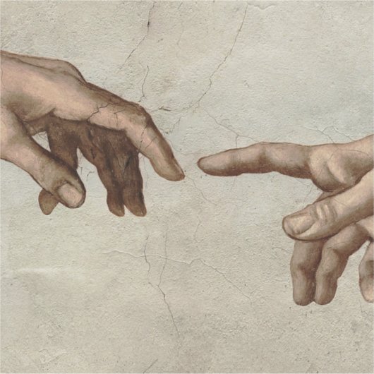 Sticker Michaelangelo mains création adam dieu (Devant)