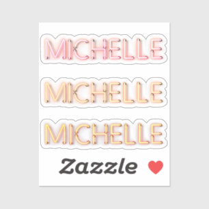 Sticker Michelle nom en néon brillant nouveauté x3
