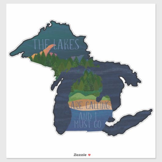 Sticker Michigan Les Lacs Appelent Beaux (Feuille)