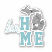 Sticker Michigan Love Home Typographie Coeur (Devant)
