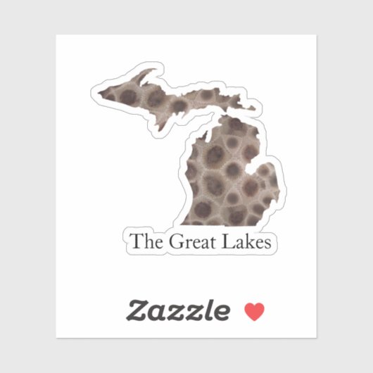 Sticker Michigan Petoskey Stone, mitaine des Grands Lacs (Feuille)