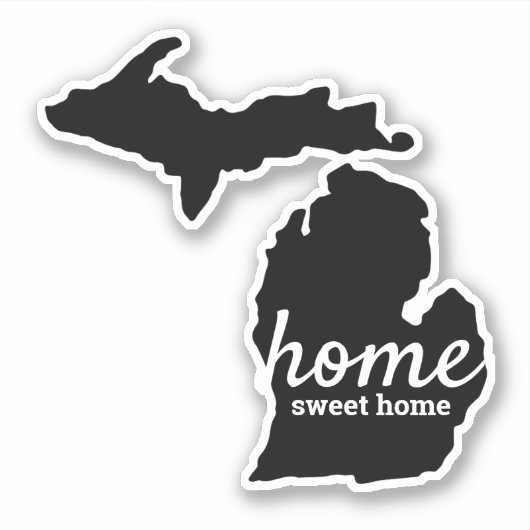Sticker Michigan Solid Black Silhouette Home Sweet Home (Devant)