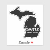 Sticker Michigan Solid Black Silhouette Home Sweet Home (Feuille)