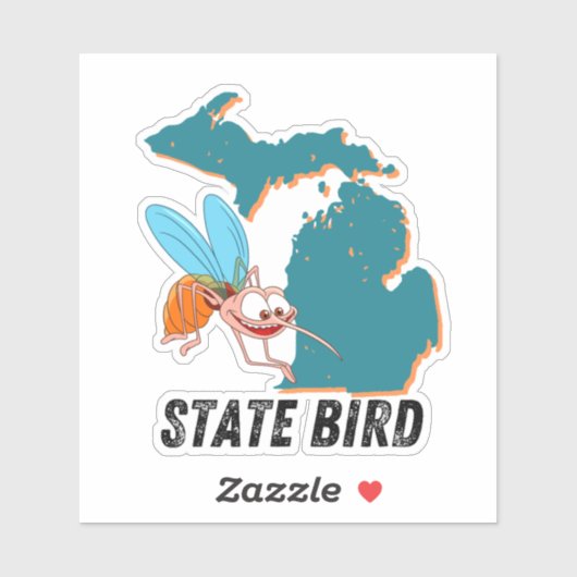 Sticker Michigan State Bird - Mosquito Funny Car Decal (Feuille)