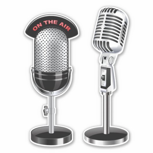 Sticker microphone radio vintage (Devant)