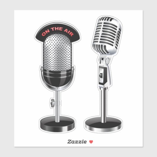 Sticker microphone radio vintage (Feuille)