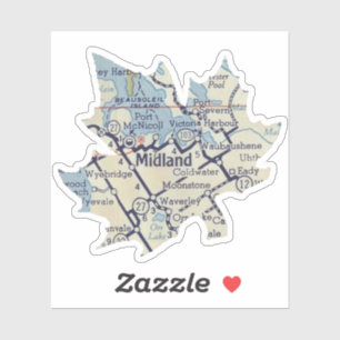 Sticker Midland ON Carte Vintage