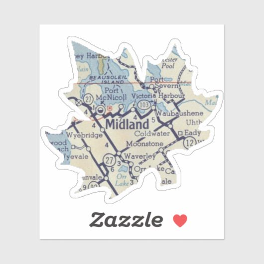 Sticker Midland ON Carte Vintage (Feuille)