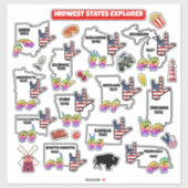 Sticker Midwest Learning Map – ASL & State Symbols (Feuille)