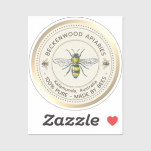 Sticker Miel Abeille Jaune Abeille Bordure Apiary Or
