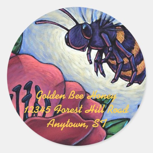 Sticker Miel Bee Visite Fleurs Beekeeper Produit (Devant)