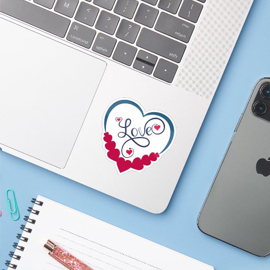 Sticker Mignon Amour Drôle (Ordinateur portable avec iPhone)