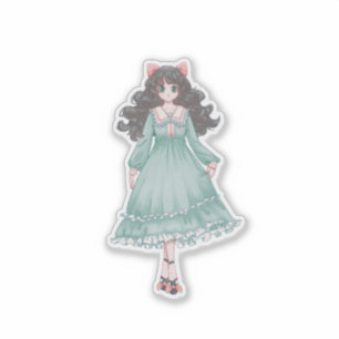 Sticker Mignon Anime Fille Pastel Poupée Vinyl Esthétique