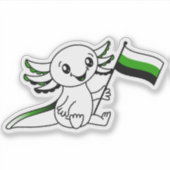 Sticker Mignon Axolotl avec drapeau Neutrois Pride LGBTQ+ (Devant)