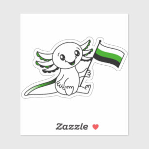 Sticker Mignon Axolotl avec drapeau Neutrois Pride LGBTQ+