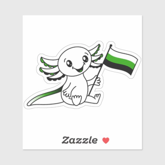 Sticker Mignon Axolotl avec drapeau Neutrois Pride LGBTQ+ (Feuille)
