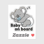Sticker Mignon bébé koala endormi | Bébé à bord de la voit (Feuille)