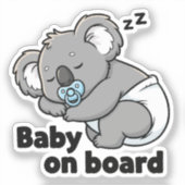 Sticker Mignon bébé koala endormi | Bébé à bord de la voit (Recto)