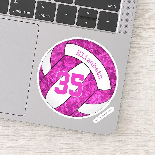 Sticker mignon ceinture rose chaud magenta volleyball pers (Détail)