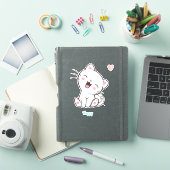 Sticker Mignon chaton heureux & cœur (Couverture iPad)