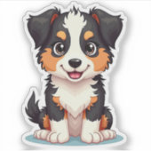 Sticker Mignon chiot berger australien – Pose assise (Devant)