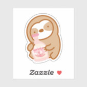 Sticker Mignon cœur de la Saint-Valentin sloth vitamin (Feuille)