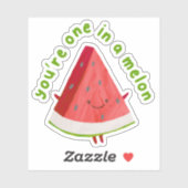 Sticker Mignon drôle un dans un melon Pastèque Jeu de mots (Feuille)