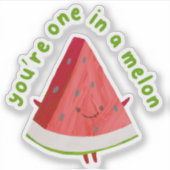 Sticker Mignon drôle un dans un melon Pastèque Jeu de mots (Devant)