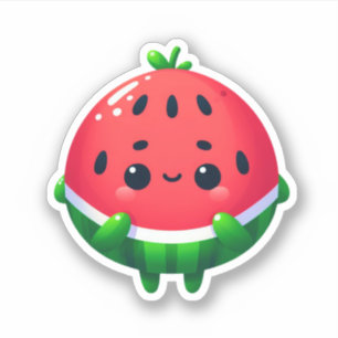 Sticker mignon et timide pastèque kawaii