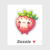 Sticker mignon fruit de fraise kawaii (Feuille)
