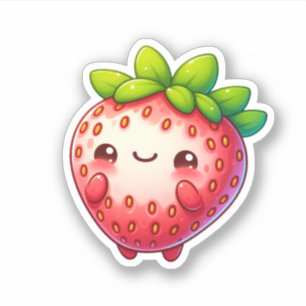 Sticker mignon fruit de fraise kawaii