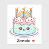 Sticker mignon gâteau d'anniversaire avec arc-en-ciel (Feuille)