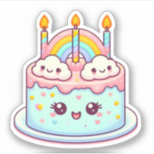 Sticker mignon gâteau d'anniversaire avec arc-en-ciel (Devant)