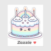 Sticker mignon gâteau d'anniversaire nuageux (Feuille)