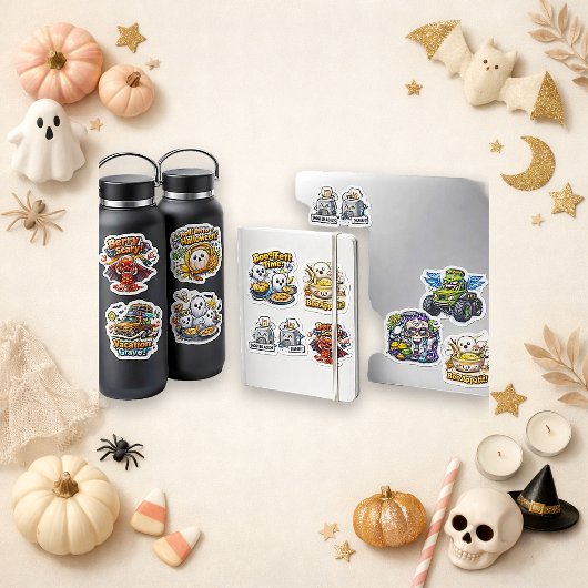 Sticker Mignon Halloween de nourriture Chibi coloré