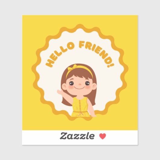 Sticker mignon Hello Friend - Smiling Kids Party F (Feuille)