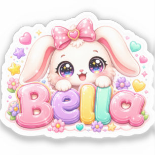 Sticker Mignon Kawaii Bella Bunny Nom Pastel Floral Bu